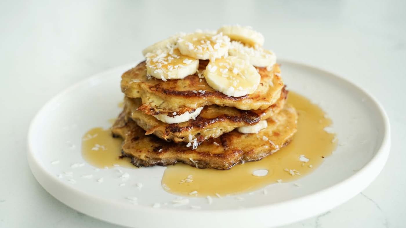 Cottage cheese banana protein pancakes