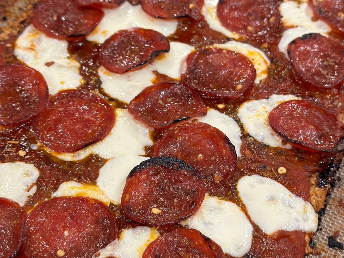 Hot honey chicken crust pizza with turkey pepperoni